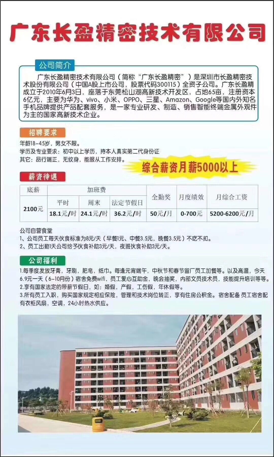 广东东莞工厂招工